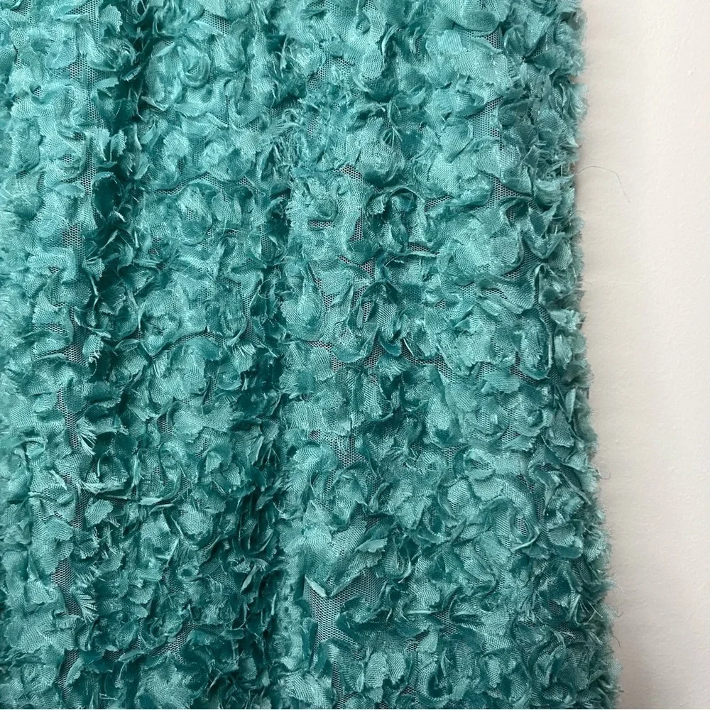ZARA Textured Weave Sea Foam Green Floral Spaghetti Strap Summer Midi Dress - Picture 8 of 10